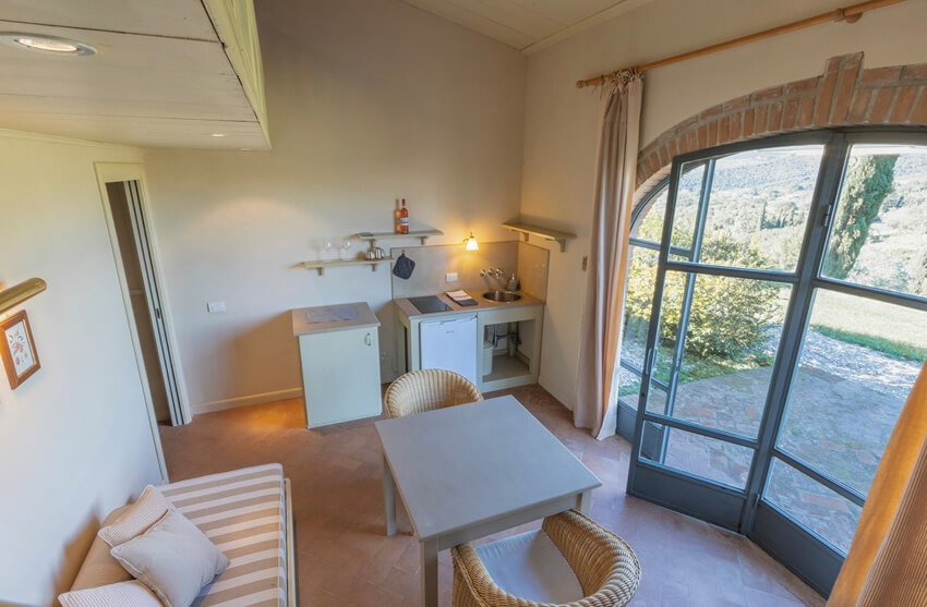 Suite 5, 6 und 7 im Toskana Agriturismo Prata mit Pool am Meer Küche mit Essbereich