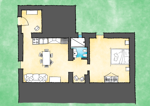 Ferienwohnung Violette Agriturismo Castagneto mit Meerblick